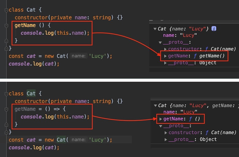 prototype method member & arrow function